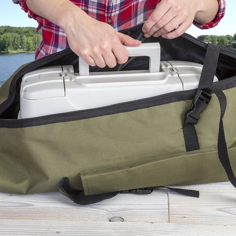 Besti Fishing Rod Organizer Bag (Portable) Shoulder Carry Home and Travel Storage | Professional Reel, Tackle, and Equipment Organization | Heavy-Duty, Water-Resistant (khaki green) - Image 4